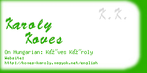 karoly koves business card